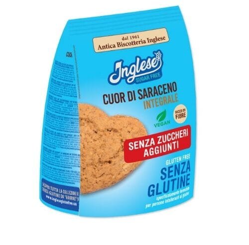 Biscotti Cuor di Saraceno Senza Zuccheri Integrali con Riso e Chia Senza Glutine - L'Inglese